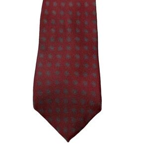 Hardy Ames London vintage burgundy paisley polka dot silk twill tie